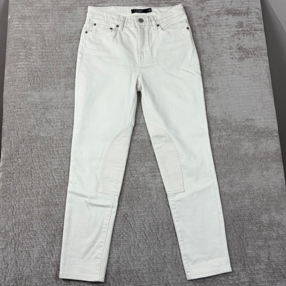 Lauren Ralph Lauren Equestrian Knee Patch Skinny Jeans Off White Size 4
